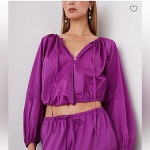 Rails Katia Berry Cropped Long Sleeve Blouse 100% Cotton